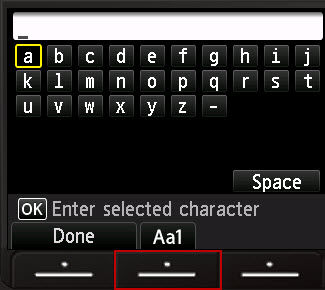 Character entry screen